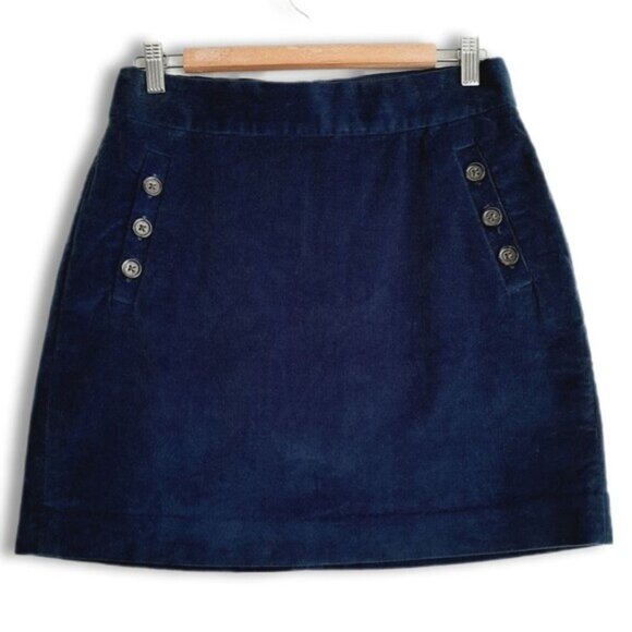 BANANA REPUBLIC | Corduroy Ribbed Button Detail Mini Length Skirt Navy Blue Sz 6 - Picture 1 of 12